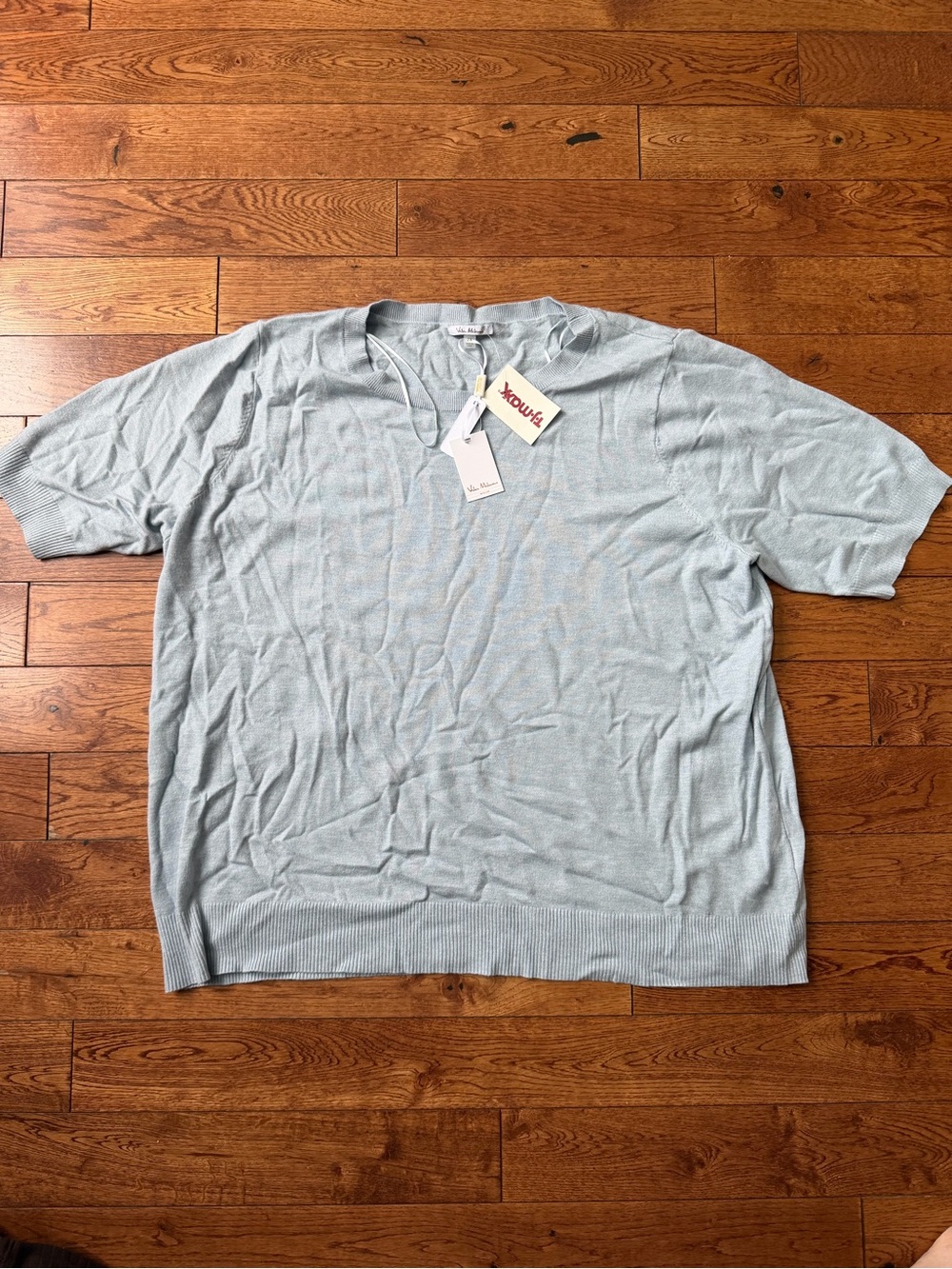 Milano Light Blue V-Neck Short Sleeve Polo Sweater